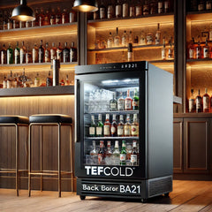 Tefcold Back Bar Cooler BA21S - 188L Double Sliding Door Bottle Cooler