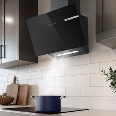 CIARRA 60cm Black Angled Cooker Hood Touch Control CBCB6765B-OW