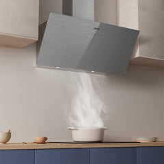 CIARRA 90cm Brushed Silver Glass Angled Cooker Hood With Touch Control A+++ CBCS9736H-S
