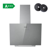 CIARRA 60cm Brushed Silver Glass Angled Cooker Hood A+++ Wifi & Touch Control CBCS6736H-S