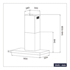 CIARRA 90cm Wall Mount Cooker Hood with Touch Control CBCB9102-B