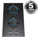 30cm 2 Burner Glass Gas Hob – SIA GHG301BL - London Houseware - 1