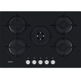 Black on Glass 5 Burner Gas Hob - Hotpoint HGS 72S BK - London Houseware - 1