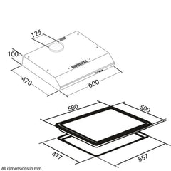 SIA 60cm 4 Zone Electric Hob /Solid Plate , Stainless Steel & Visor Cooker Hood Fan - London Houseware - 4