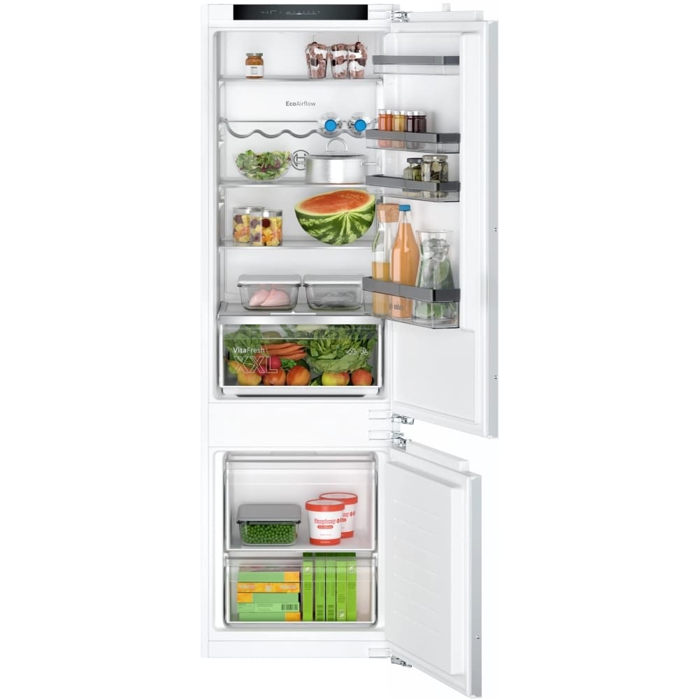 270L Low Frost Integrated Fridge Freezer, Fixed Hinge, White - Bosch KIV87VFE0G Series 4 - London Houseware - 1