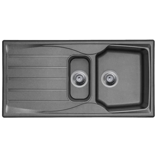 Grey 1.5 Bowl Kitchen Sink-SIA15GR - London Houseware - 1