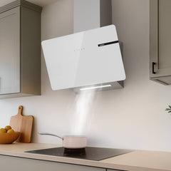 CIARRA 60cm White Angled Cooker Hood Touch Control CBCS6765B-OW