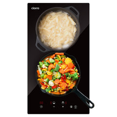 CIARRA 29cm Built-in Ceramic Hob 2 Zone 2900W Electric Hob with UK Plug Vertical Space-Saving Design Works with All Cookware CBBCH292T-OW