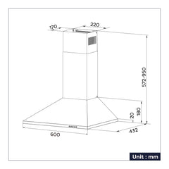 CIARRA 60cm Pyramid Wall Mounted Cooker Hood CBCS6201-OW