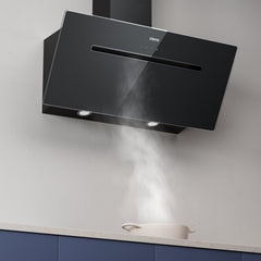 CIARRA 90cm Glass Angled Cooker Hood With Touch Control Booster A+++ CBCB9736F-B