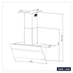 CIARRA 90cm Frosted Glass Angled Cooker Hood Anti-Fingerprint A+++ CBCG9736H-G