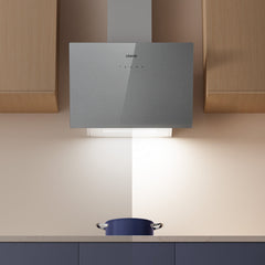 CIARRA 60cm Brushed Silver Glass Angled Cooker Hood A+++ Wifi & Touch Control CBCS6736H-S