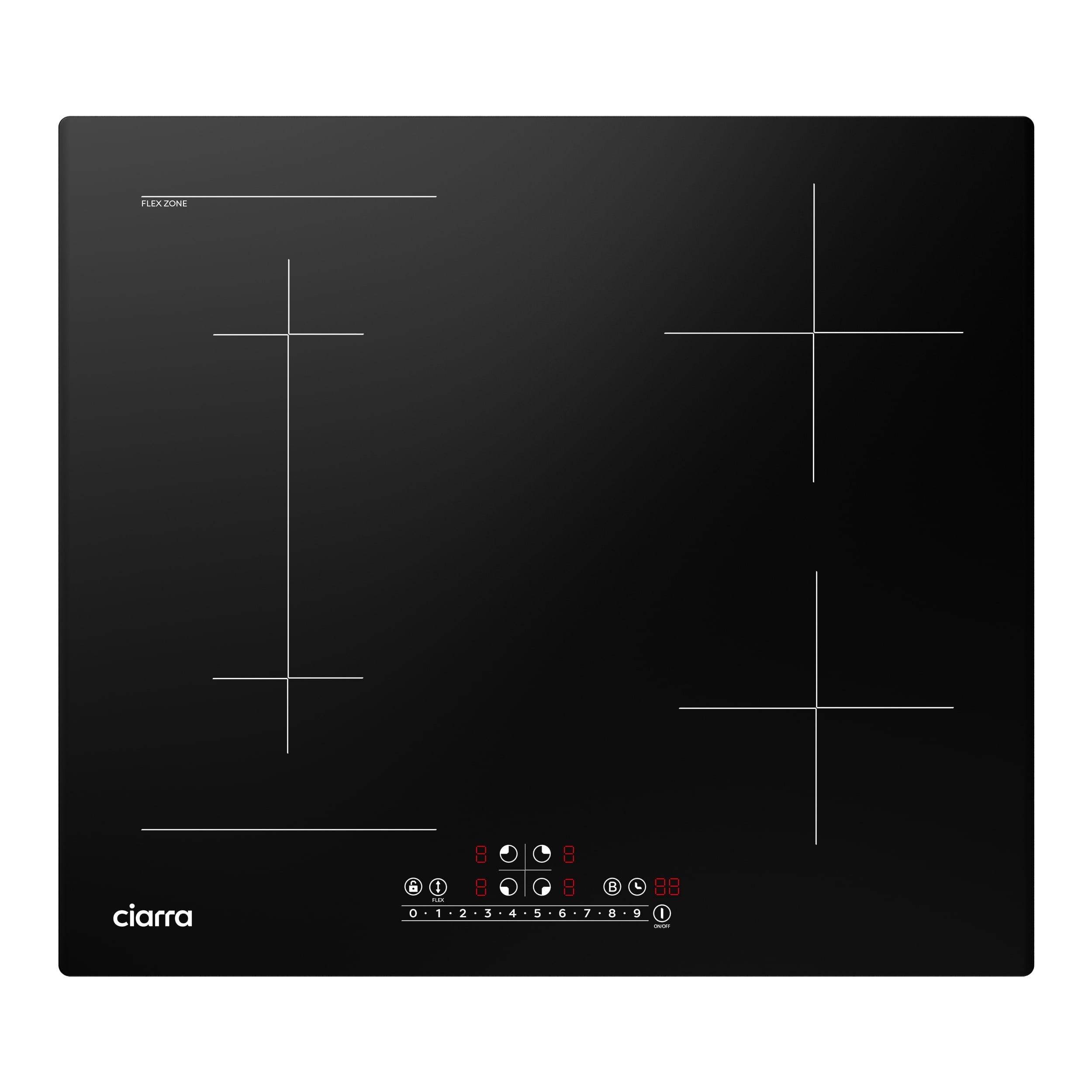 CIARRA 4 Zones Built-in Induction Hob with Boost and FlexZone CBBIH4BF-OW