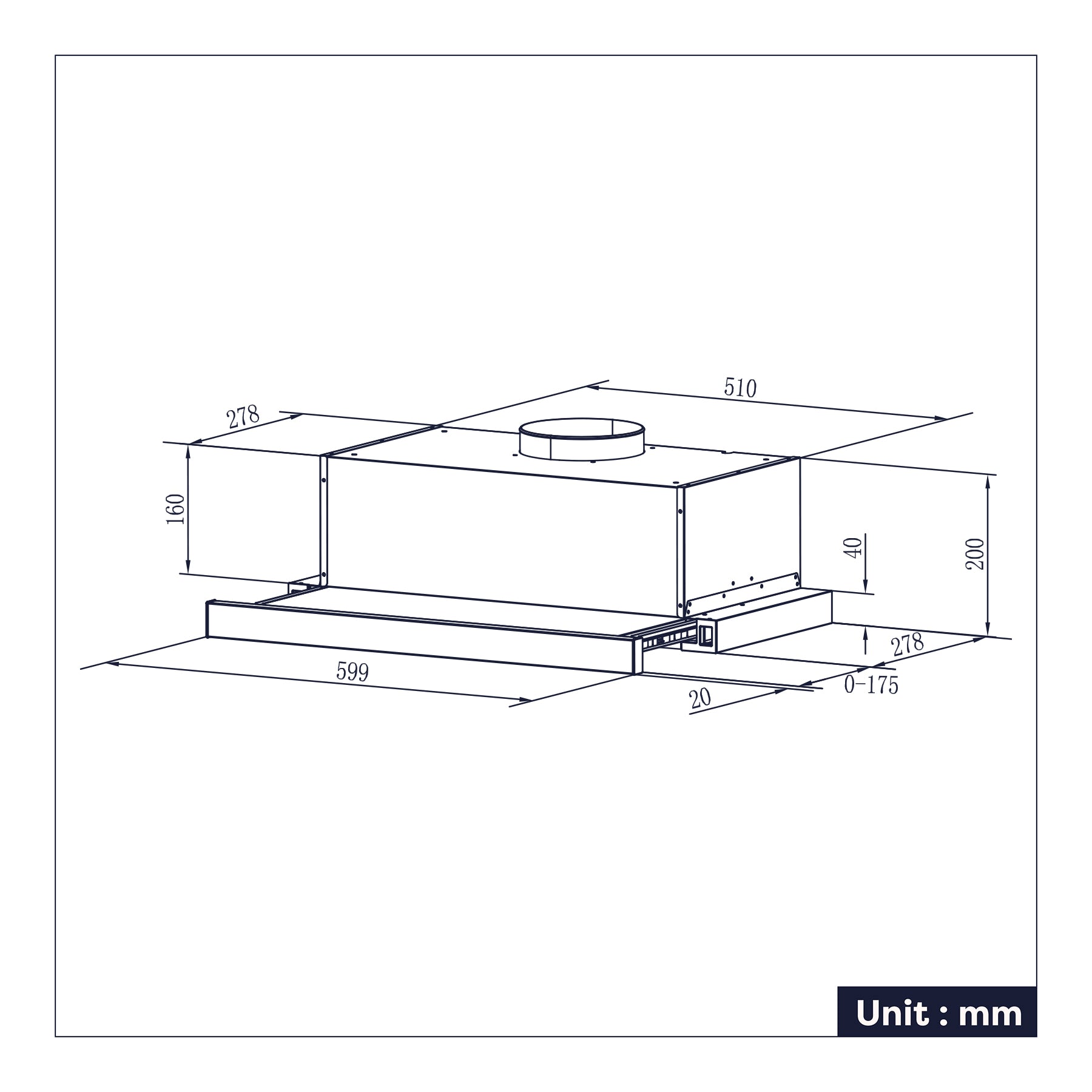CIARRA 60cm Integrated Telescopic Cooker Hood with 2-speed Extraction CBCS6906D-OW