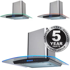 60cm SS LED Glass Chimney Cooker Hood – SIA CPTE61SS - London Houseware - 1