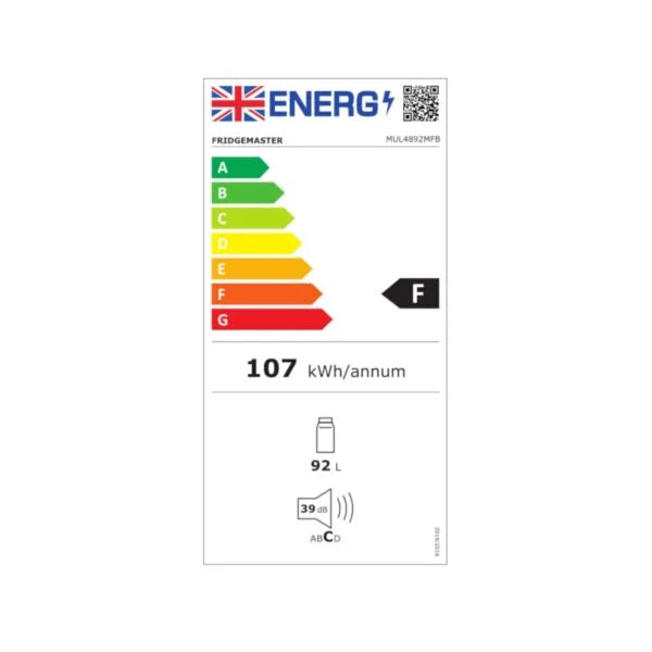 Fridgemaster MUL4892MFB– 92L Black Under Counter Larder Fridge - London Houseware - 7